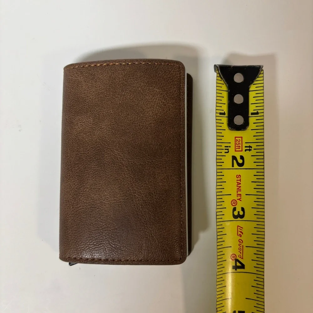 SIMPL Toggl Coffee Leather Pop Up Card Holder Minimalist Wallet